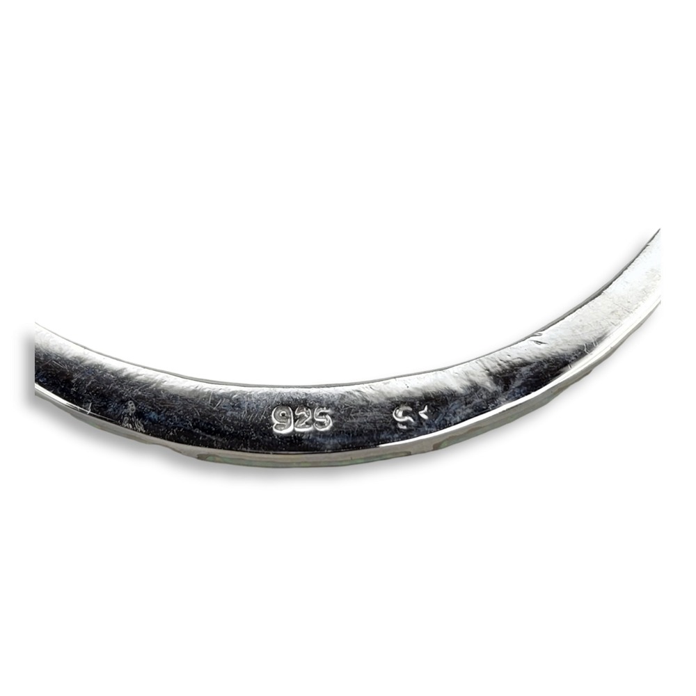 Sterling Silver 925 Southwestern Faux Opal Channel Inlay Large Hoop Earrings - Picture 8 of 9